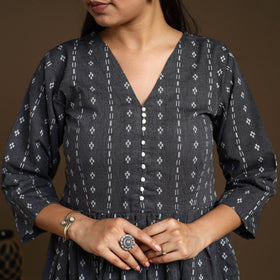  Black Flared Cotton Jacquard Kurta with Palazzo Set