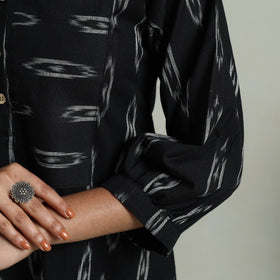  Black Flared Cotton Pochampally Ikat Dress