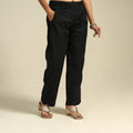 Black Flex Cotton Elasticated Plain Pant