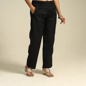Black Flex Cotton Elasticated Plain Pant