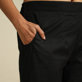 Black Flex Cotton Elasticated Plain Pant