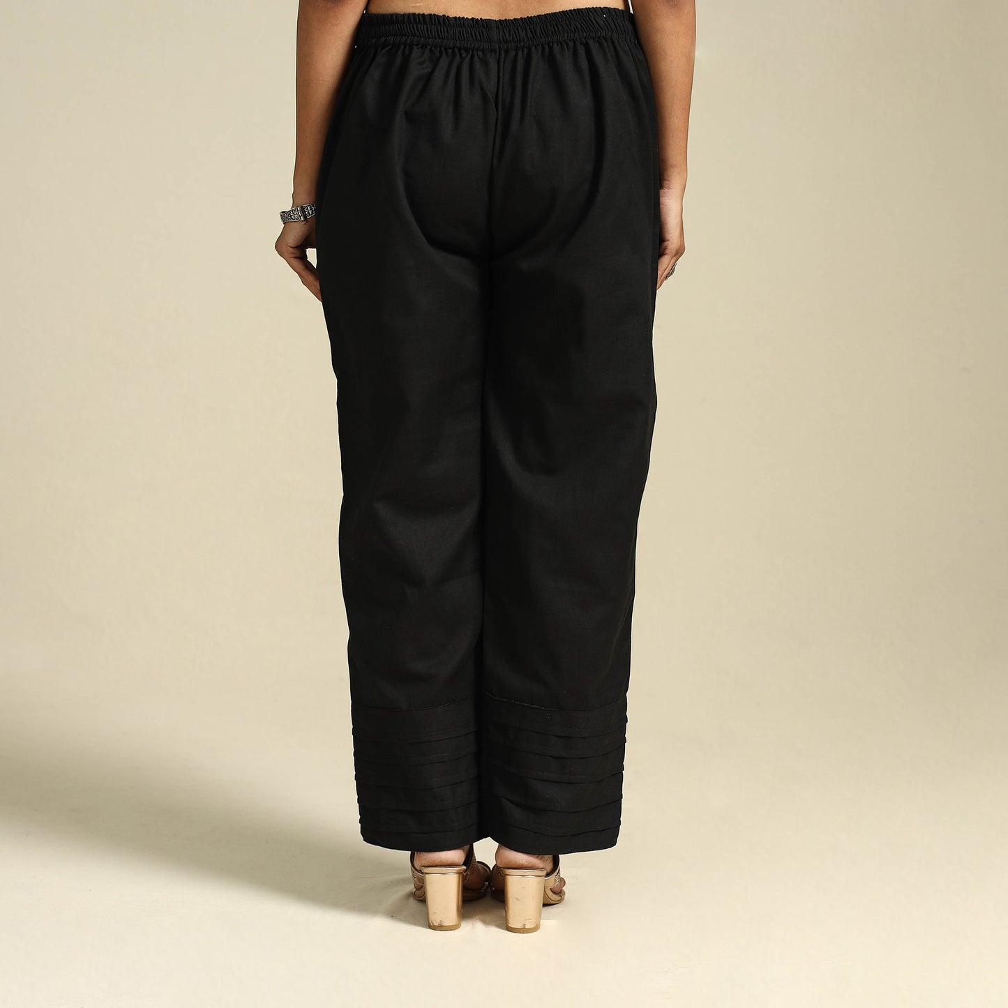 Black Flex Cotton Elasticated Plain Pant