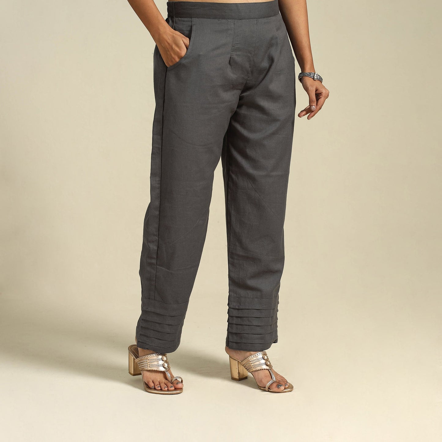 Black Flex Cotton Elasticated Plain Pant