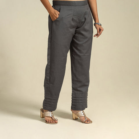 Black Flex Cotton Elasticated Plain Pant