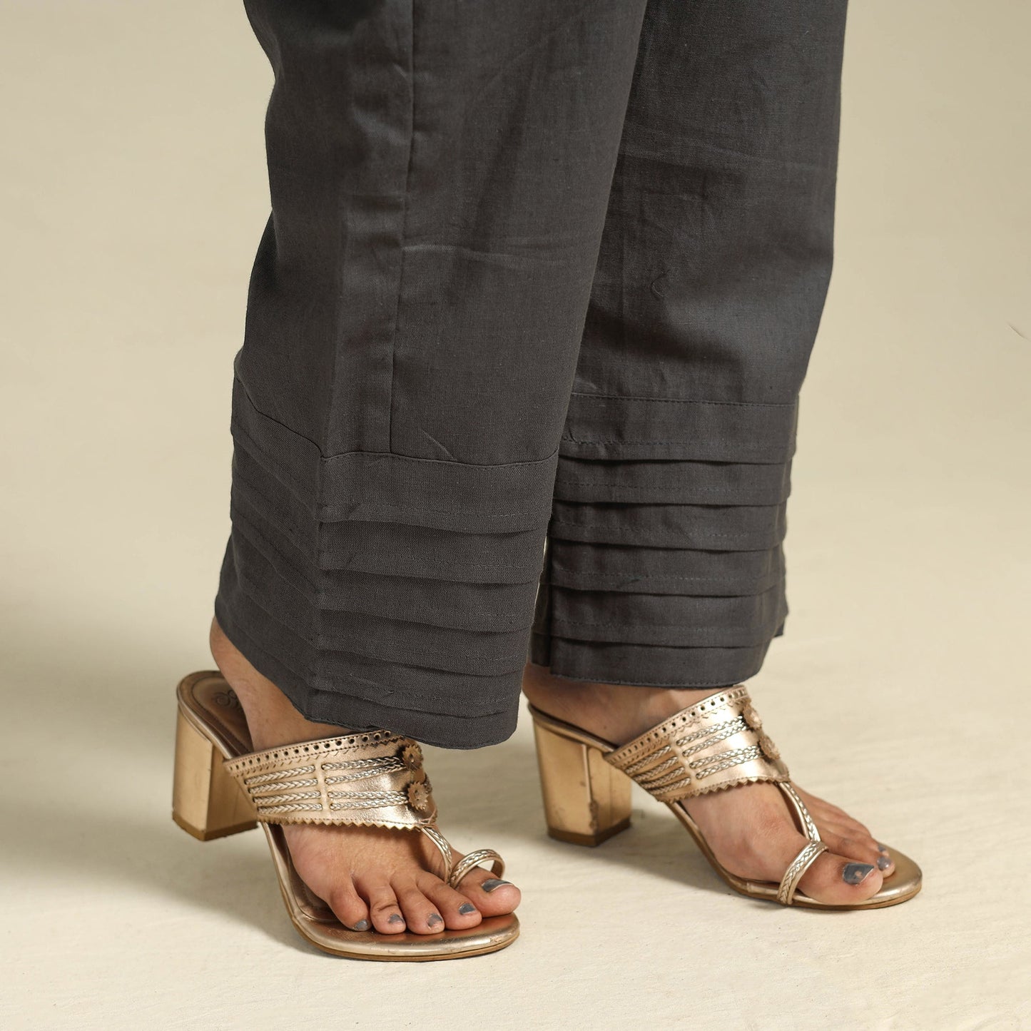 Black Flex Cotton Elasticated Plain Pant