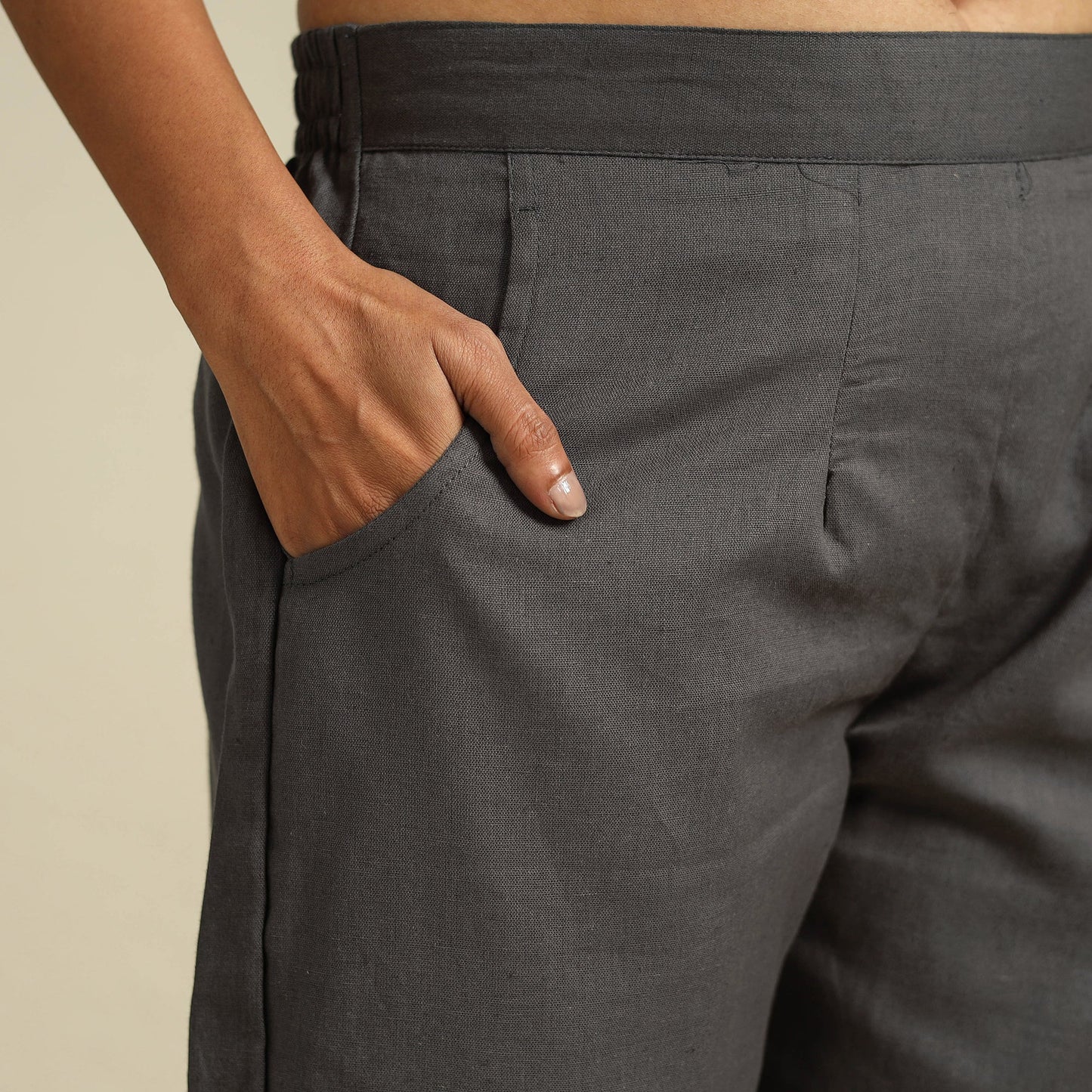 Black Flex Cotton Elasticated Plain Pant