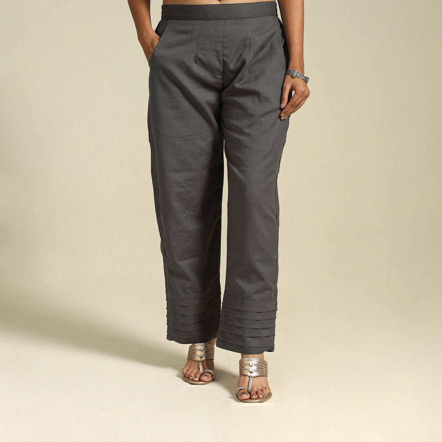 Black Flex Cotton Elasticated Plain Pant