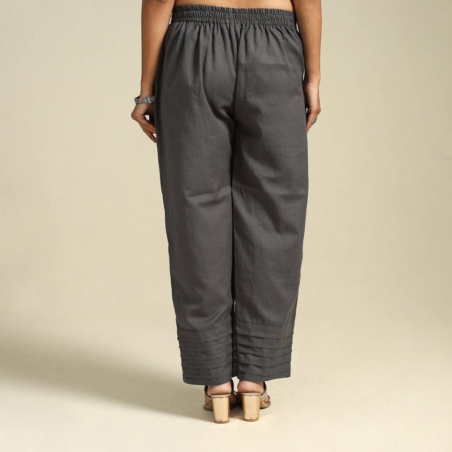 Black Flex Cotton Elasticated Plain Pant
