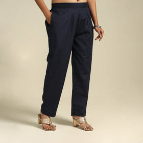 Black Flex Cotton Elasticated Plain Pant