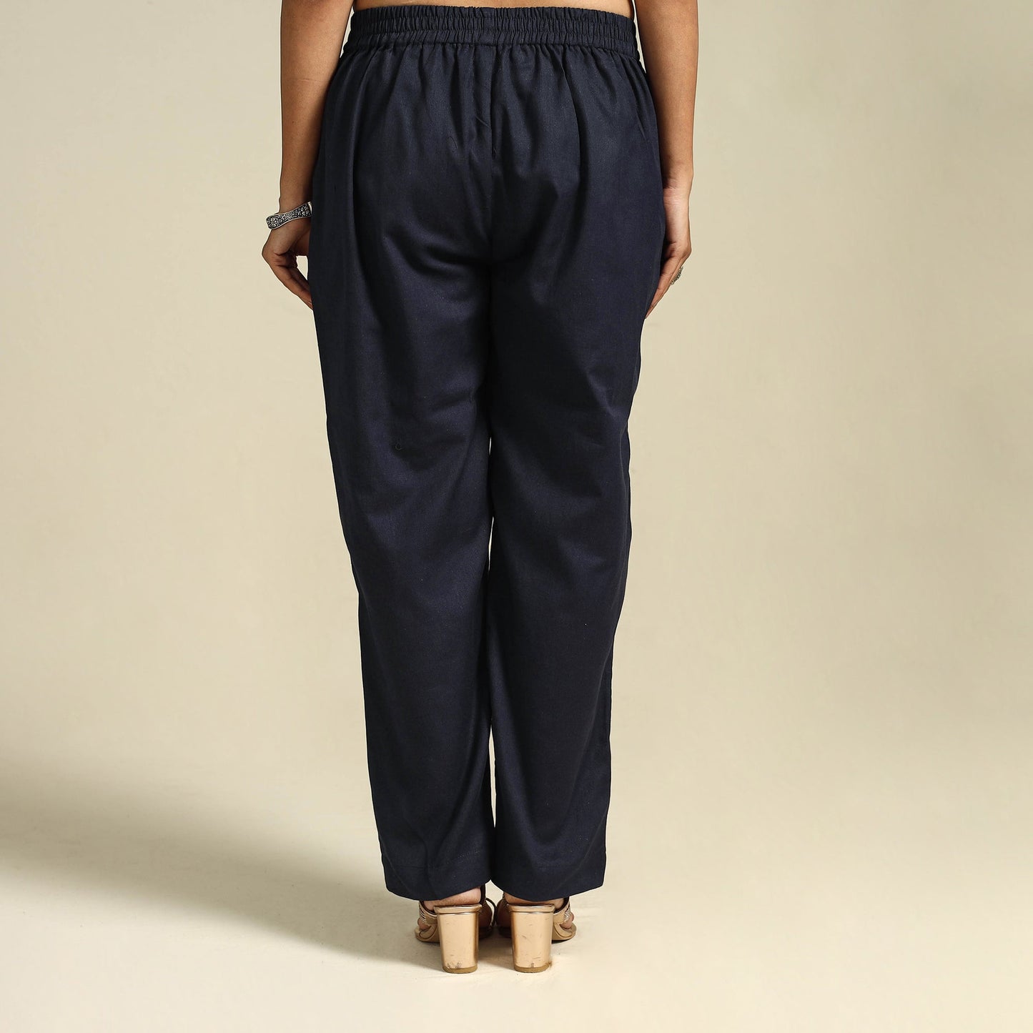 Black Flex Cotton Elasticated Plain Pant