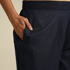 Black Flex Cotton Elasticated Plain Pant