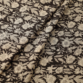 Traditional Black with Floral Clusters Bagru Print Fabric 