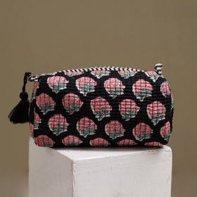 Floral hand block print quilted toiletry bags (set of 3) 20