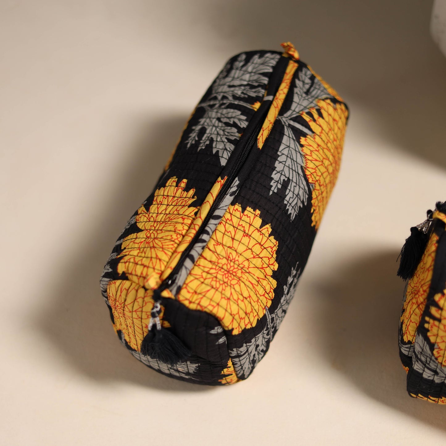 Black - floral hand quilted toiletry bags (set of 3) 15