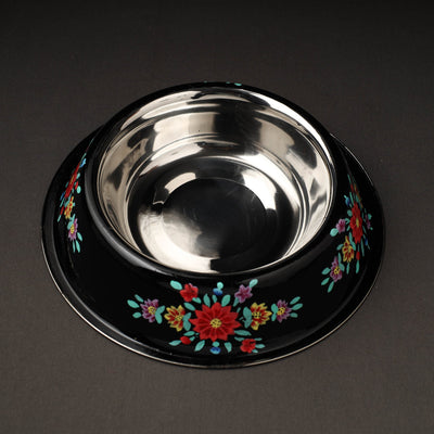  Black Handpainted Stainless Steel Pet Bowl