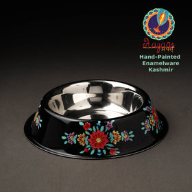  Black Handpainted Stainless Steel Pet Bowl