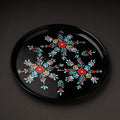  Floral Black Handpainted Enamelware Stainless Steel Plate 