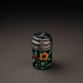 Floral Handpainted Stainless Steel Black Salt and Pepper Shaker Set