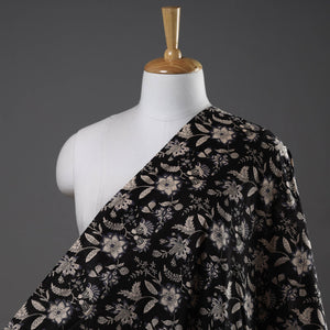  Black with Floral Jaipur Printed Cotton Fabric 