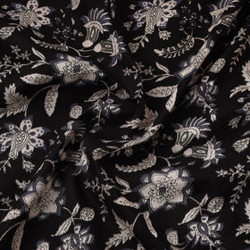  Black with Floral Jaipur Printed Cotton Fabric 
