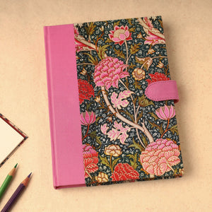 Black - floral printed handcrafted magnetic closure