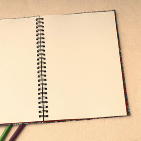 Black - floral printed handcrafted spiral notebook (10 x 7