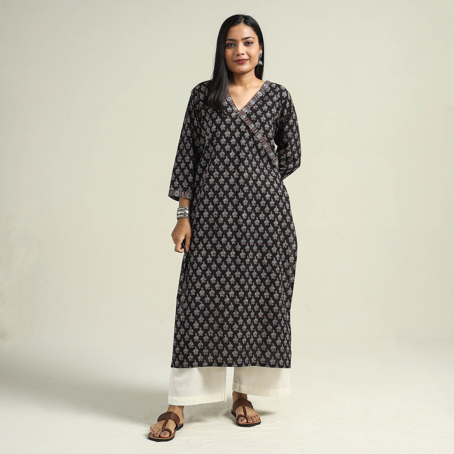 Buy Ajrakh Hand Block Printed Cotton Kurta Online at iTokri.com