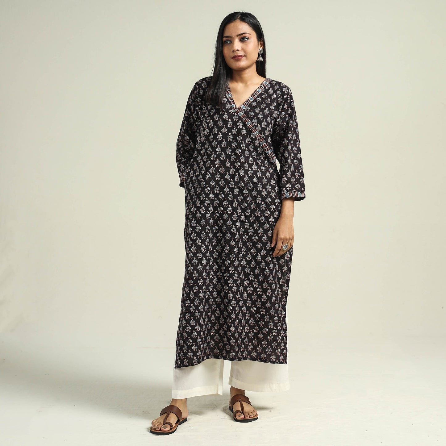 Buy Ajrakh Hand Block Printed Cotton Kurta Online at iTokri.com