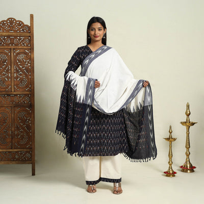 Buy Black Frock Style Cotton Pochampally Ikat Kurta Set 