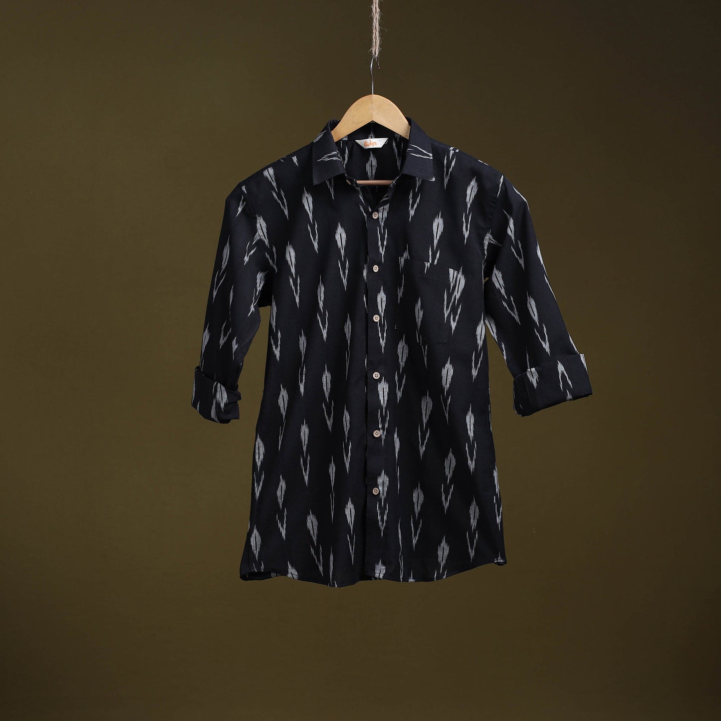 Black - full sleeve cotton men pochampally ikat shirt 09