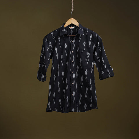 Black - full sleeve cotton men pochampally ikat shirt 09