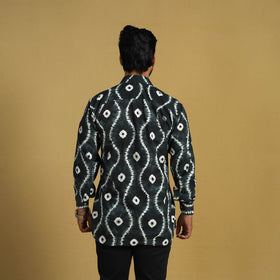  Black Full Sleeve Tie & Dye Cotton Men Shibori Shirt