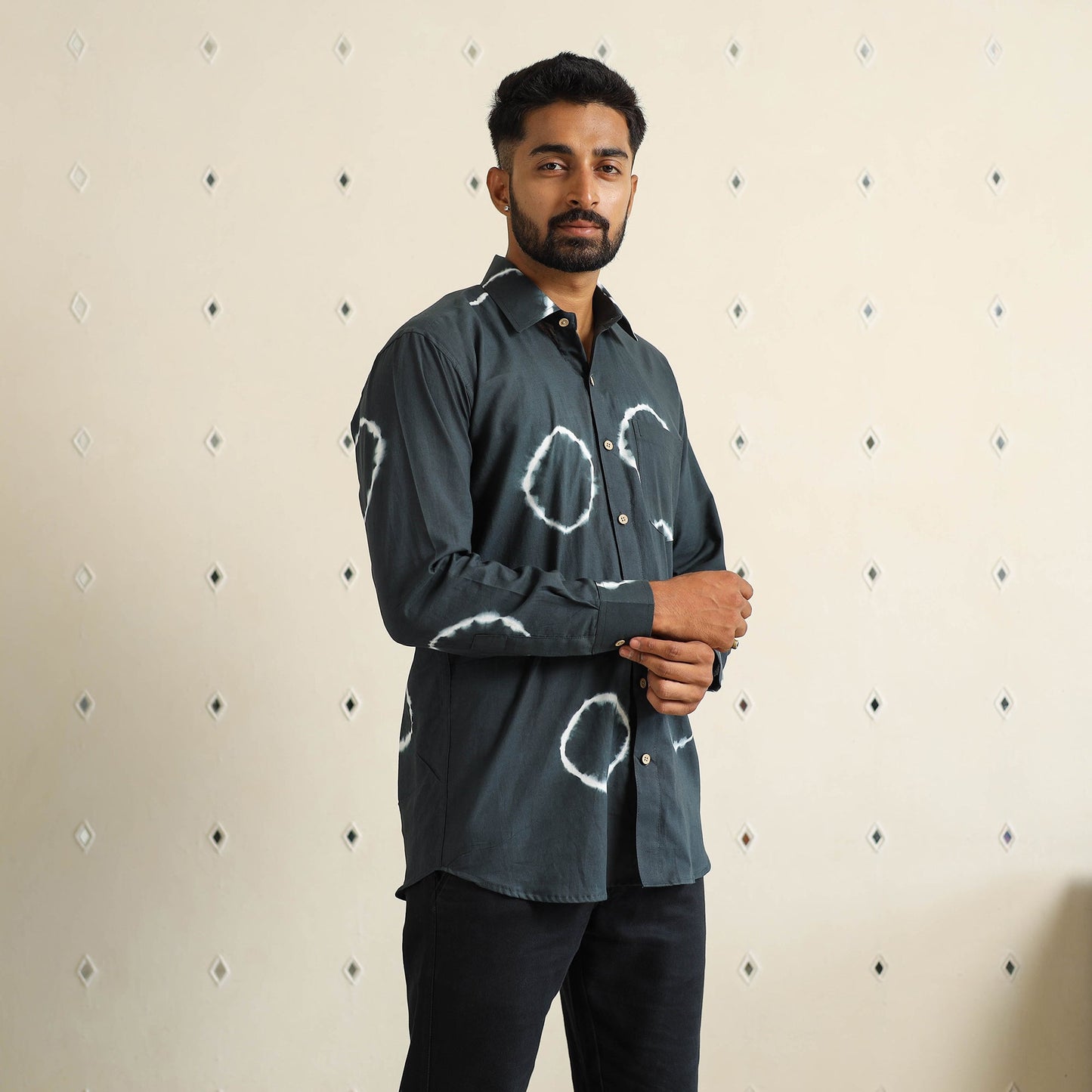 Buy Full Sleeve Tie & Dye Cotton Men Shibori Shirt