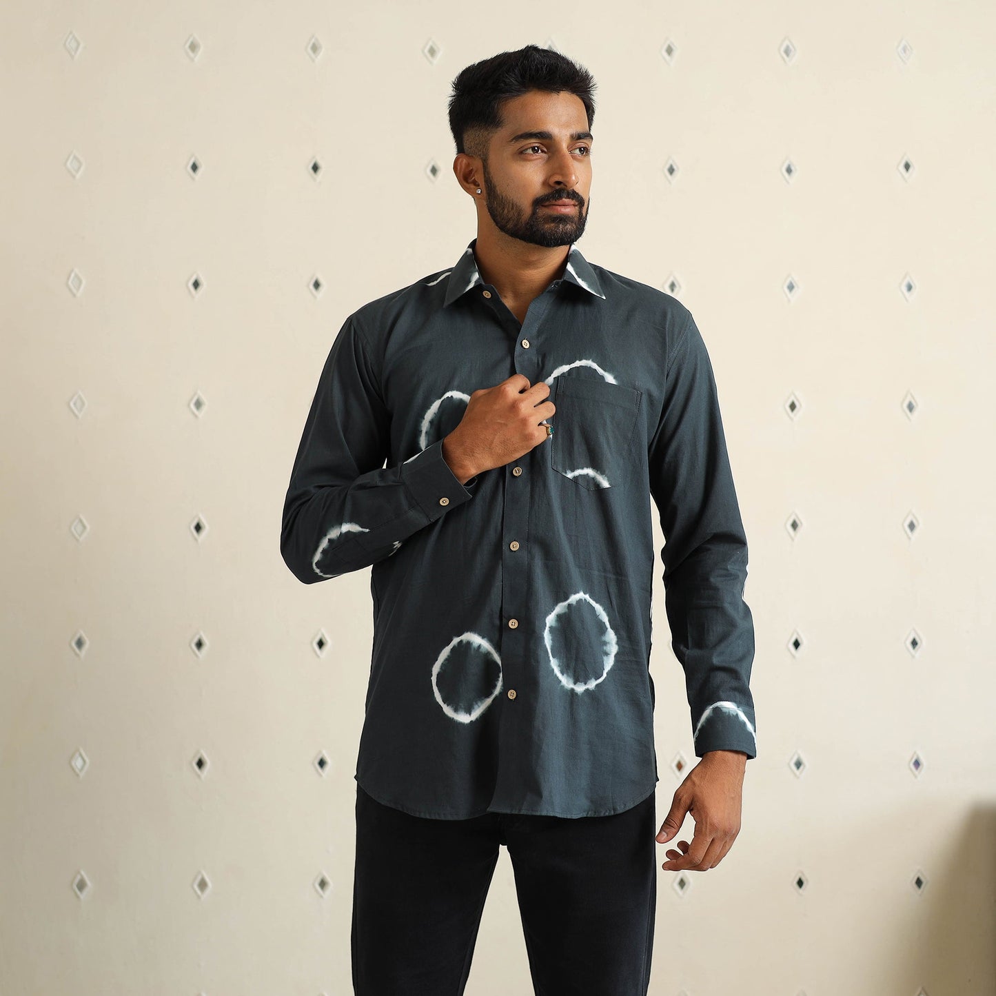 Buy Full Sleeve Tie & Dye Cotton Men Shibori Shirt