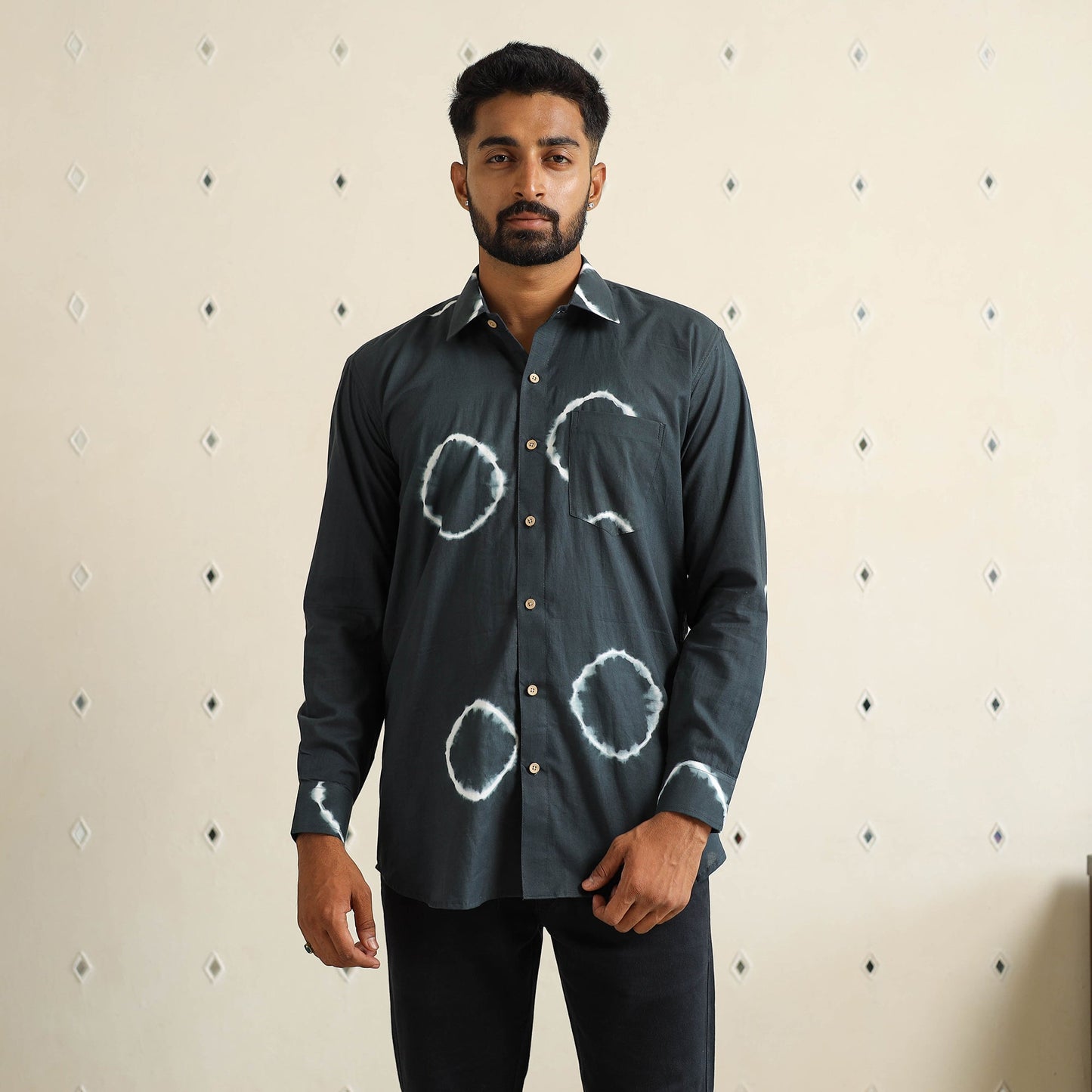 Buy Full Sleeve Tie & Dye Cotton Men Shibori Shirt