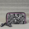 Black Gamcha Fabric Handmade Clutch Wallet by Rangila Dhaga
