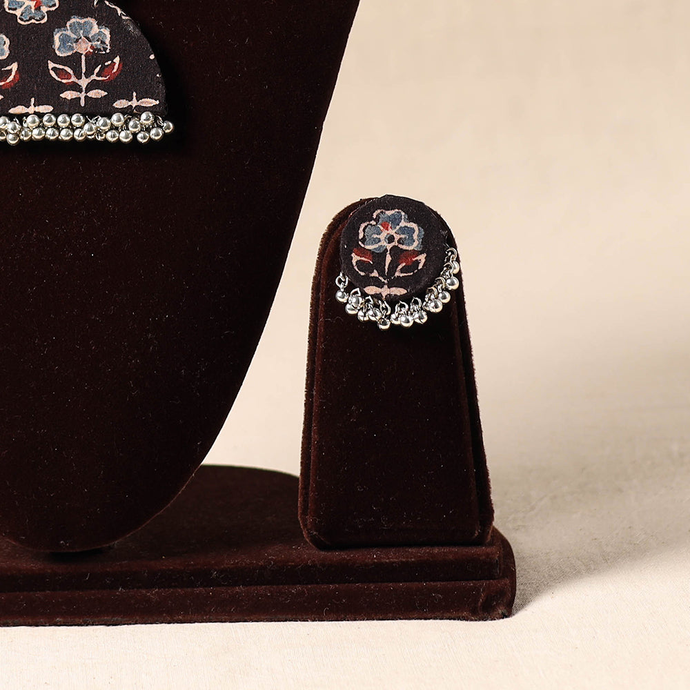 Black - german silver fabart necklace set 56 - handcrafted