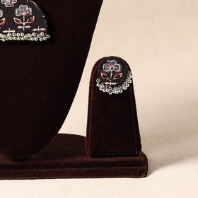 Black - german silver fabart necklace set 56 - handcrafted