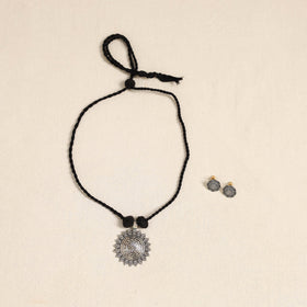 Black - german silver necklace set 02 - handcrafted