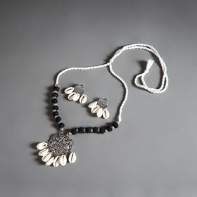 Black - german silver necklace set 05 - handcrafted