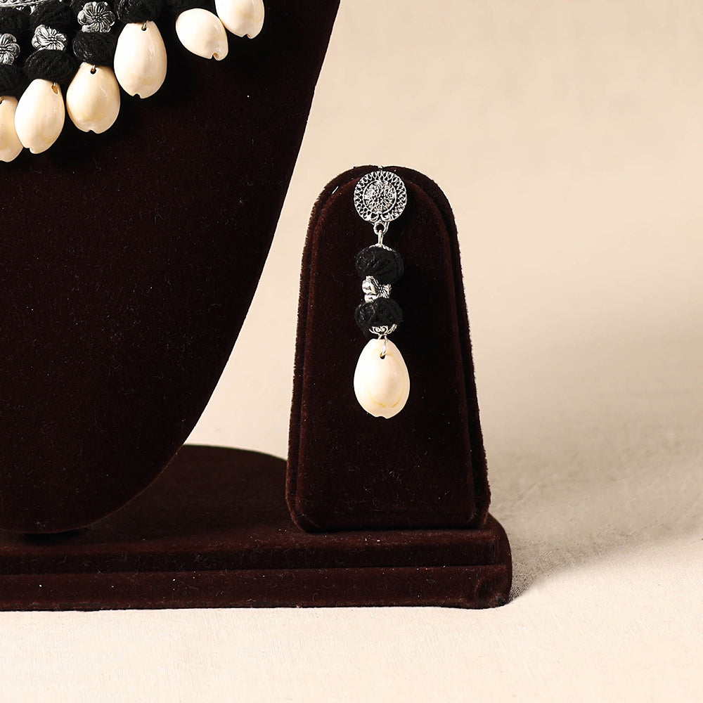 German Silver Necklace Set with Shell & Thread Beads