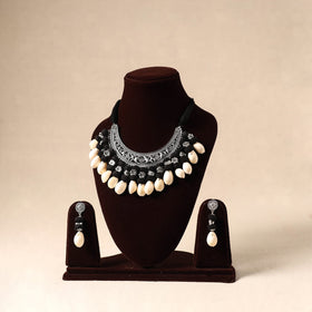 German Silver Necklace Set with Shell & Thread Beads