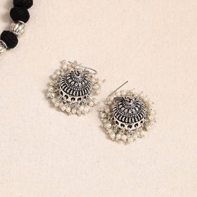 Black German Silver Thread Beads Necklace Set