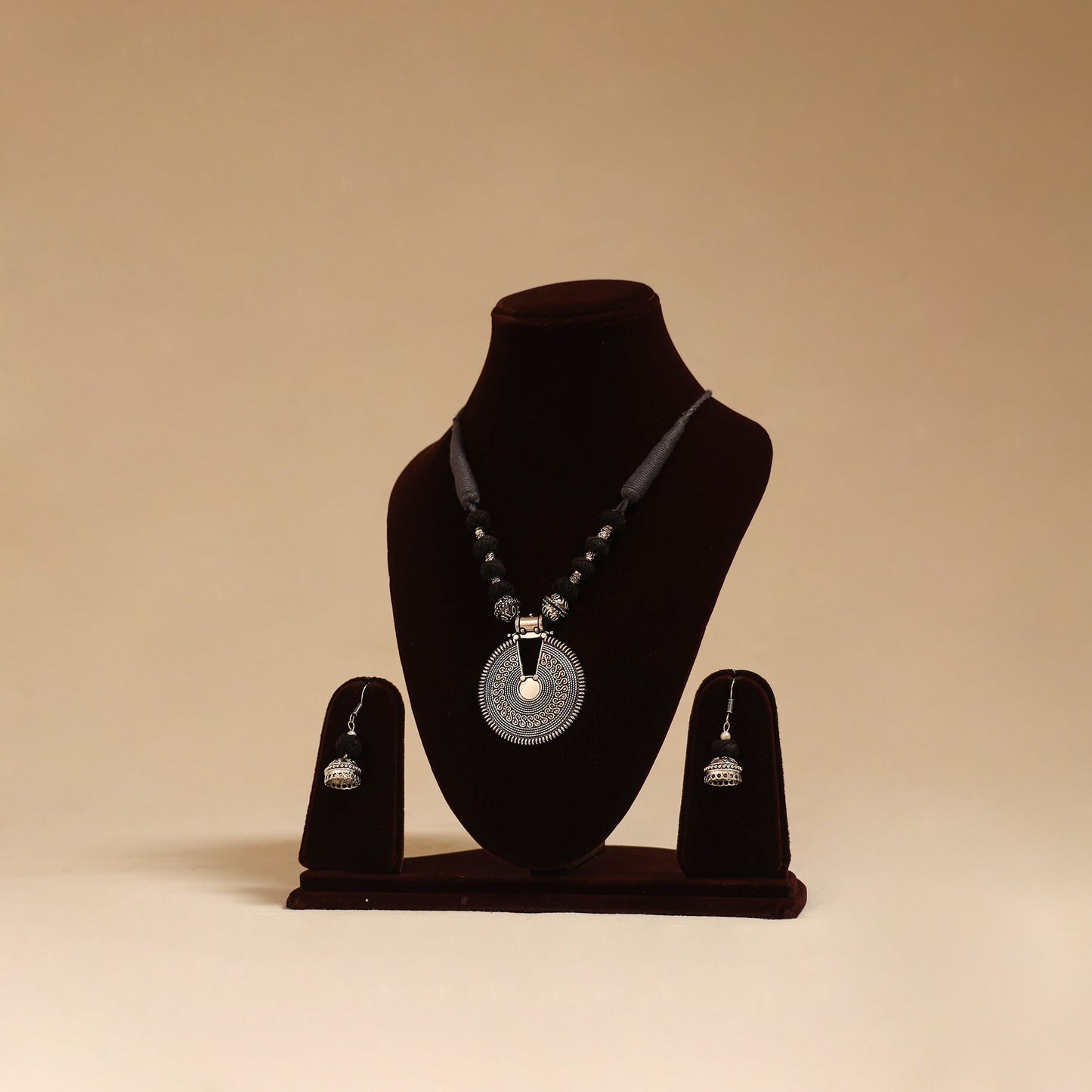 German silver thread beads necklace set 30 - handcrafted