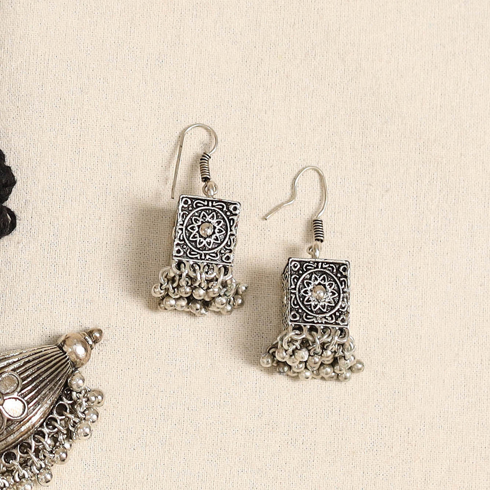 Black - german silver thread beads necklace set 71