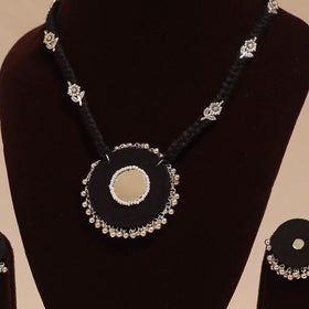 Ghungroo mirror work fabart necklace set 09 - handcrafted