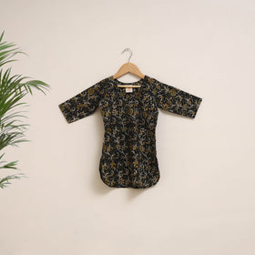 Black - girls bagru pure cotton kurta set (2-6 years) 12