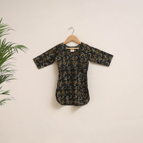 Black - girls bagru pure cotton kurta set (2-6 years) 12