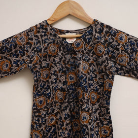 Black - girls kalamkari pure cotton kurta set (2-6 years)