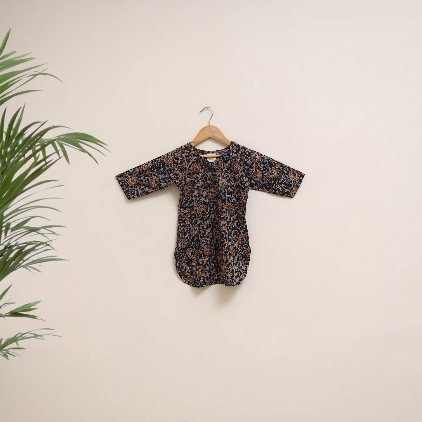 Black - girls kalamkari pure cotton kurta set (2-6 years)